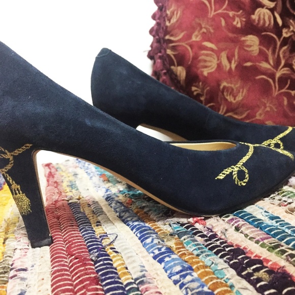 Vintage 80s Spiegel Navy Blue Tassel Pumps - Picture 4 of 4